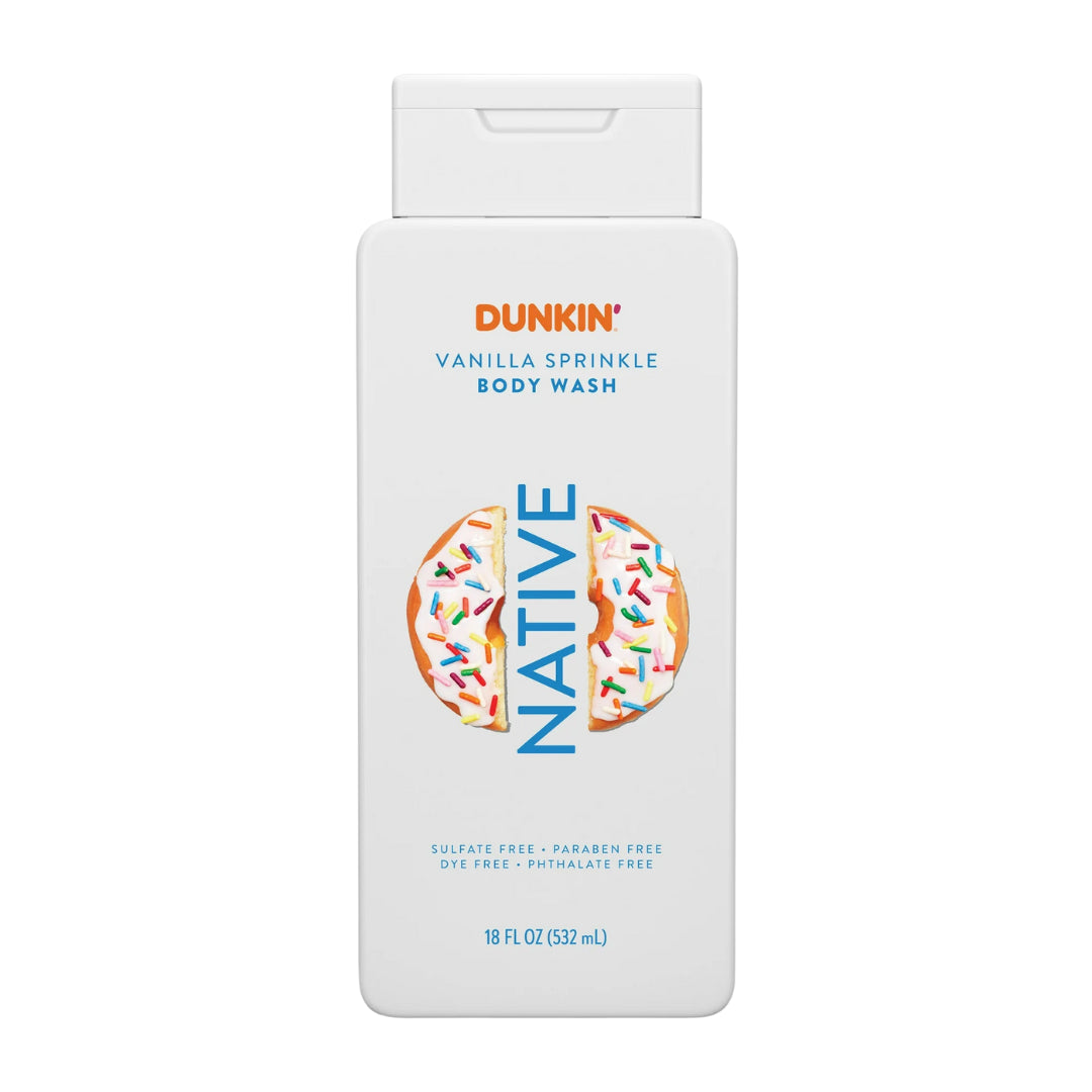 Native Dunkin’ Body Wash for Women and Men, Vanilla Sprinkle, 18 oz